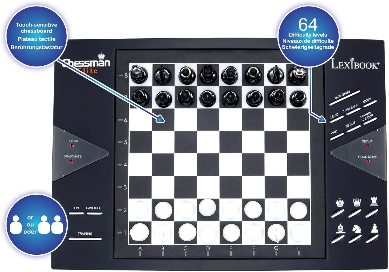 Lexibook ChessMan Elite Interactief Elektronisch Schaakspel - Zwart - 34,7 x 23,8 cm