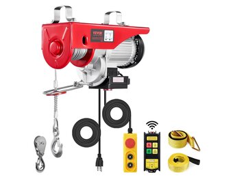 VEVOR Elektrische hendel, dubbele kabel, max. belasting 1000 kg, kabelafstandsbediening 4,2 m, hoogte enkele kabel 12 m, katrol noodstop, krik voor garage, magazijn, fabriek