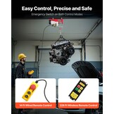 VEVOR Elektrische hendel, dubbele kabel, max. belasting 1000 kg, kabelafstandsbediening 4,2 m, hoogte enkele kabel 12 m, katrol noodstop, krik voor garage, magazijn, fabriek