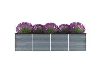 vidaXL Plantenbak verhoogd 320x80x77 cm gegalvaniseerd staal grijs