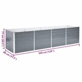 vidaXL Plantenbak verhoogd 320x80x77 cm gegalvaniseerd staal grijs