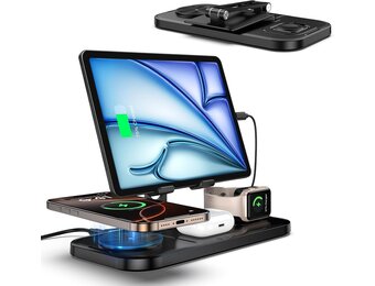 4-in-1 Oplaadstation: Draadloos & Bekabeld voor iPhone, iWatch, AirPods, iPad met 57% Korting