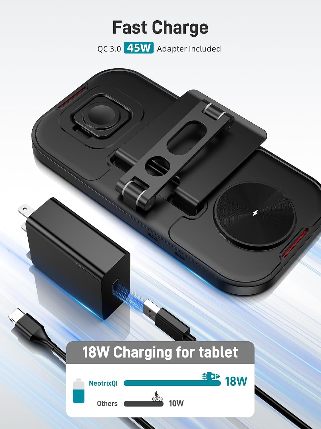4-in-1 Oplaadstation: Draadloos & Bekabeld voor iPhone, iWatch, AirPods, iPad met 57% Korting