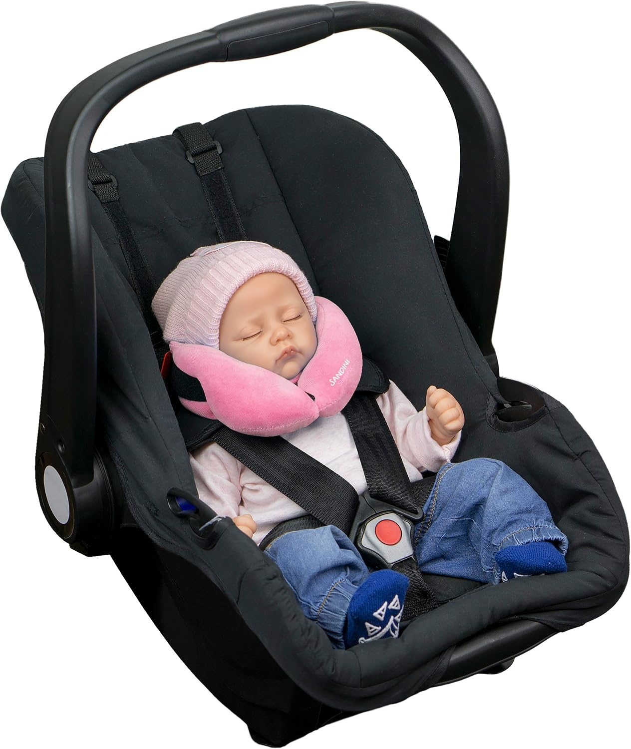 Sandini SleepFix Baby Hoofdkussen - Baby slaapkussen met steun voor autostoel, fietsstoel en buggy - Diverse kleuren