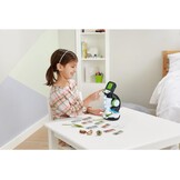 VTech Interactieve videomicroscoop, digitale kindermicroscoop met originele video, 2,4-inch scherm, 200-voudige zoom, 9 geïllustreerde glazen, microSD-sleuf, Italiaanse taal, batterijen inbegrepen,