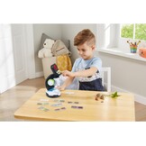 VTech Interactieve videomicroscoop, digitale kindermicroscoop met originele video, 2,4-inch scherm, 200-voudige zoom, 9 geïllustreerde glazen, microSD-sleuf, Italiaanse taal, batterijen inbegrepen,