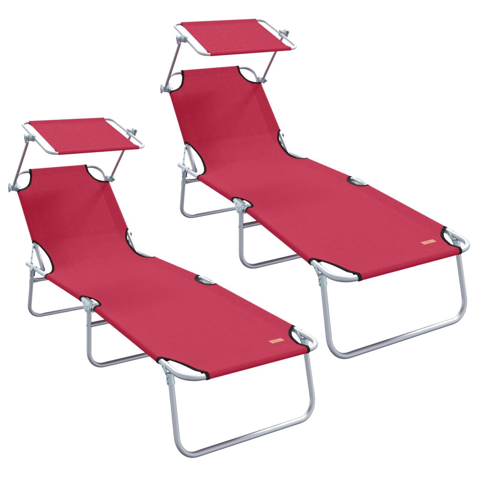 vidaXL Ligstoel 2-persoon 2 pcs Rood 58 x 188 x 77cm Stof