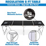 GoPong 8 voet draagbare bierpong/achterkleptafels (zwart, voetbal, Amerikaanse vlag of aangepaste droog wissen)