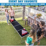 GoPong 8 voet draagbare bierpong/achterkleptafels (zwart, voetbal, Amerikaanse vlag of aangepaste droog wissen)