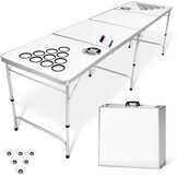 GoPong 8 voet draagbare bierpong/achterkleptafels (zwart, voetbal, Amerikaanse vlag of aangepaste droog wissen)