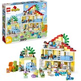 LEGO DUPLO Town 3in1 Familiehuis, met Stenen Gebouwd Poppenhuis voor Meisjes en Jongens met 5 Poppetjes, 2 Speelgoed Dieren en een Lichtgevende Lamp, Speelhuis Cadeau voor Peuters van 3+ jaar 10994