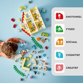 LEGO DUPLO Town 3in1 Familiehuis, met Stenen Gebouwd Poppenhuis voor Meisjes en Jongens met 5 Poppetjes, 2 Speelgoed Dieren en een Lichtgevende Lamp, Speelhuis Cadeau voor Peuters van 3+ jaar 10994