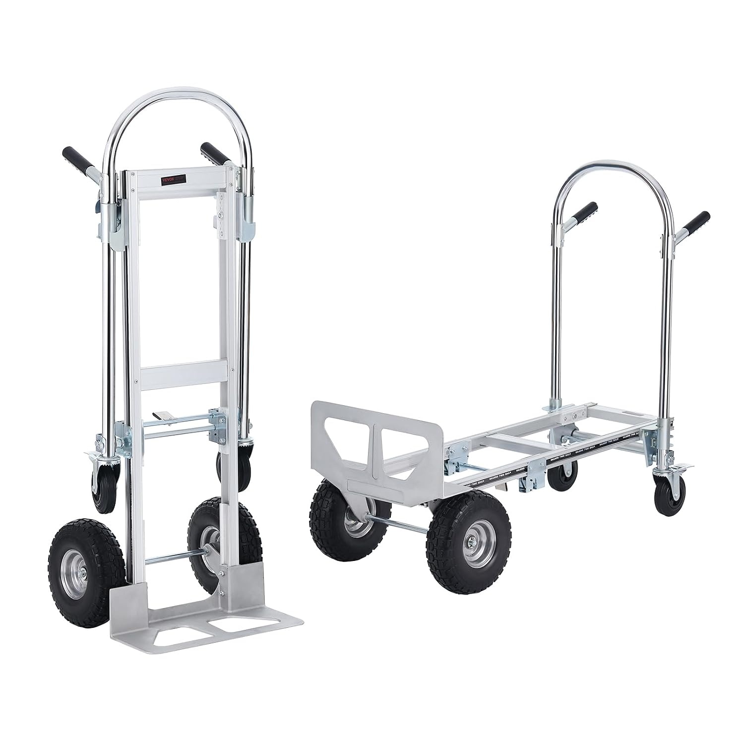 VEVOR 2-in-1 Sackkarre Klappbar 318/454kg Tragfähigkeit Transportkarre Aluminiumlegierung & Kohlenstoffstahl Sackkarre ⇋ Plattformwagen Trolley für Lade- & Transportaufgaben im Innen- & Außenbereich