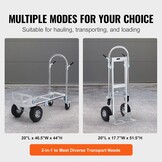 VEVOR 2-in-1 Sackkarre Klappbar 318/454kg Tragfähigkeit Transportkarre Aluminiumlegierung & Kohlenstoffstahl Sackkarre ⇋ Plattformwagen Trolley für Lade- & Transportaufgaben im Innen- & Außenbereich