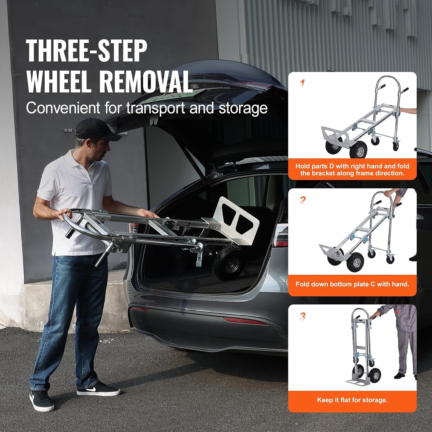 VEVOR 2-in-1 Sackkarre Klappbar 318/454kg Tragfähigkeit Transportkarre Aluminiumlegierung & Kohlenstoffstahl Sackkarre ⇋ Plattformwagen Trolley für Lade- & Transportaufgaben im Innen- & Außenbereich