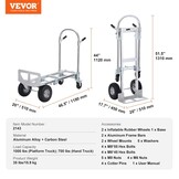 VEVOR 2-in-1 Sackkarre Klappbar 318/454kg Tragfähigkeit Transportkarre Aluminiumlegierung & Kohlenstoffstahl Sackkarre ⇋ Plattformwagen Trolley für Lade- & Transportaufgaben im Innen- & Außenbereich
