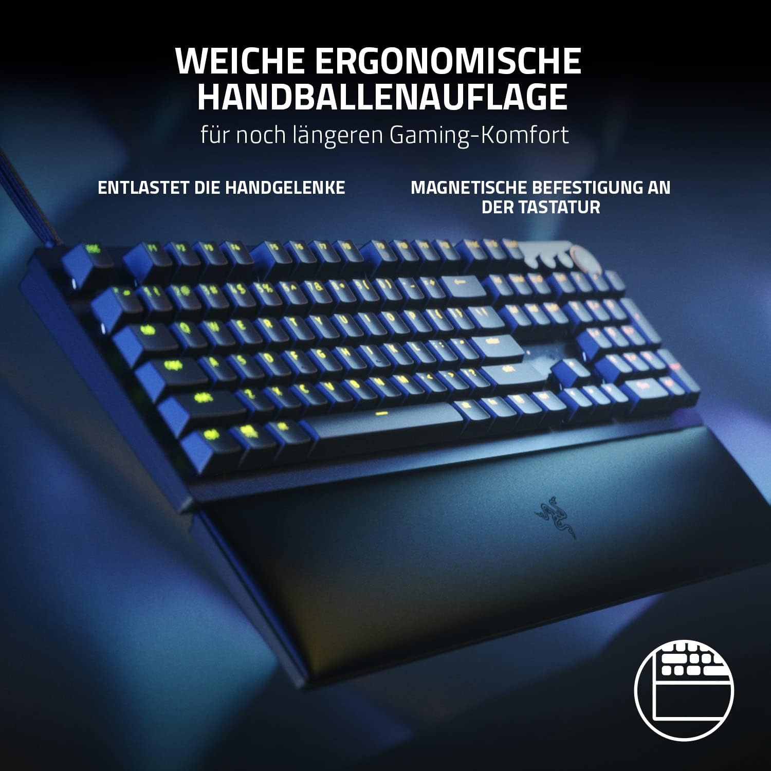 Razer Huntsman V2 (Paarse schakelaar) - Vrijwel latentievrij optisch gaming-toetsenbord (klikkende optische schakelaars, Doubleshot PBT keycaps, palmsteun) QWERTY DE-indeling | Zwart