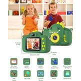 Gofunly Kindercamera 1080P met 32GB SD-kaart - Dino-Groen