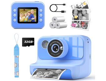 LETSHAHA Instant Print Camera voor Kids - Blauw - 2,4 inch scherm - Inclusief 32GB SD-kaart