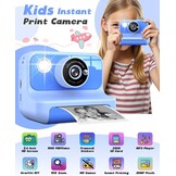 LETSHAHA Instant Print Camera voor Kids - Blauw - 2,4 inch scherm - Inclusief 32GB SD-kaart