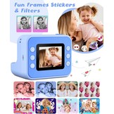 LETSHAHA Instant Print Camera voor Kids - Blauw - 2,4 inch scherm - Inclusief 32GB SD-kaart