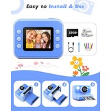 LETSHAHA Instant Print Camera voor Kids - Blauw - 2,4 inch scherm - Inclusief 32GB SD-kaart