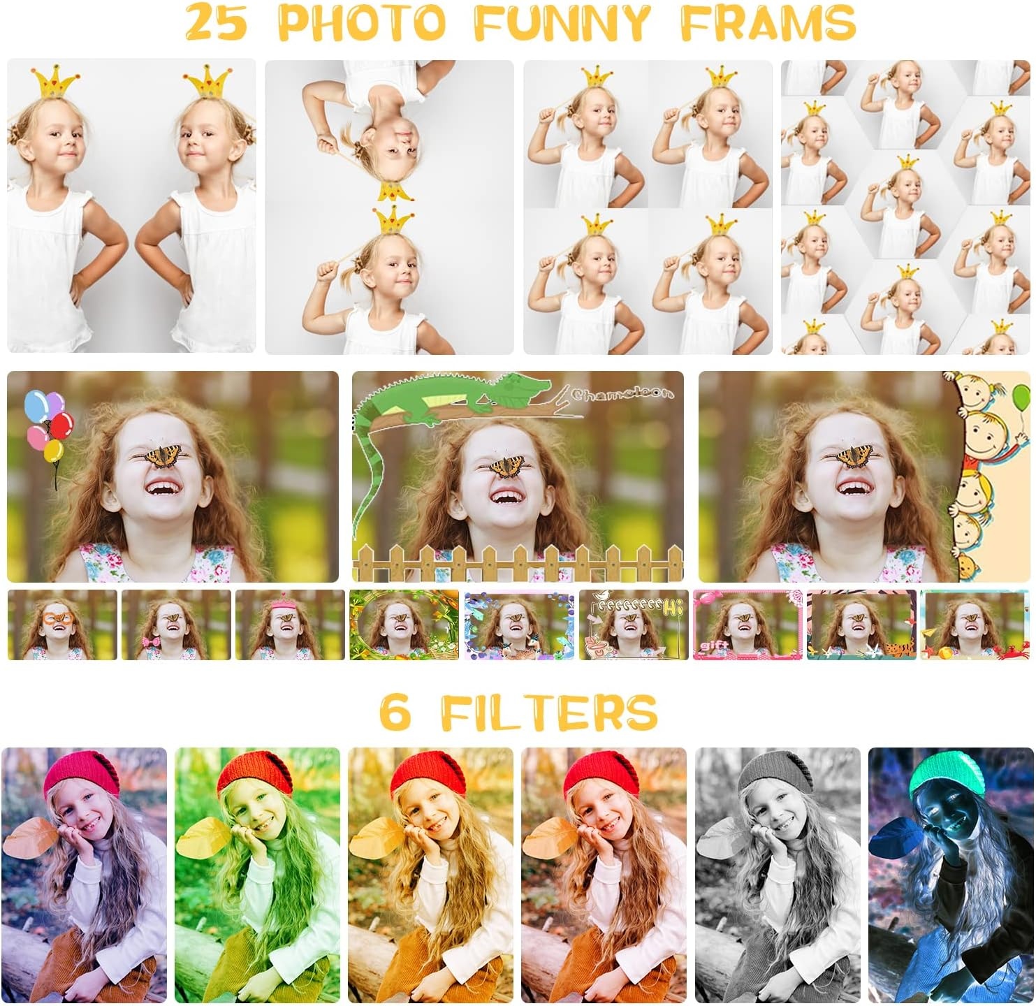ARNSSIEN Kids Camera met 180°Draaibare Lens & 1080P HD,2,4" Groot Scherm | Digitale kindercamera voor Jongens en Meisjes van 3-12 Jaar,foto's/filmpjes,fotocamera voor kinderen Verjaardagscadeau,X101