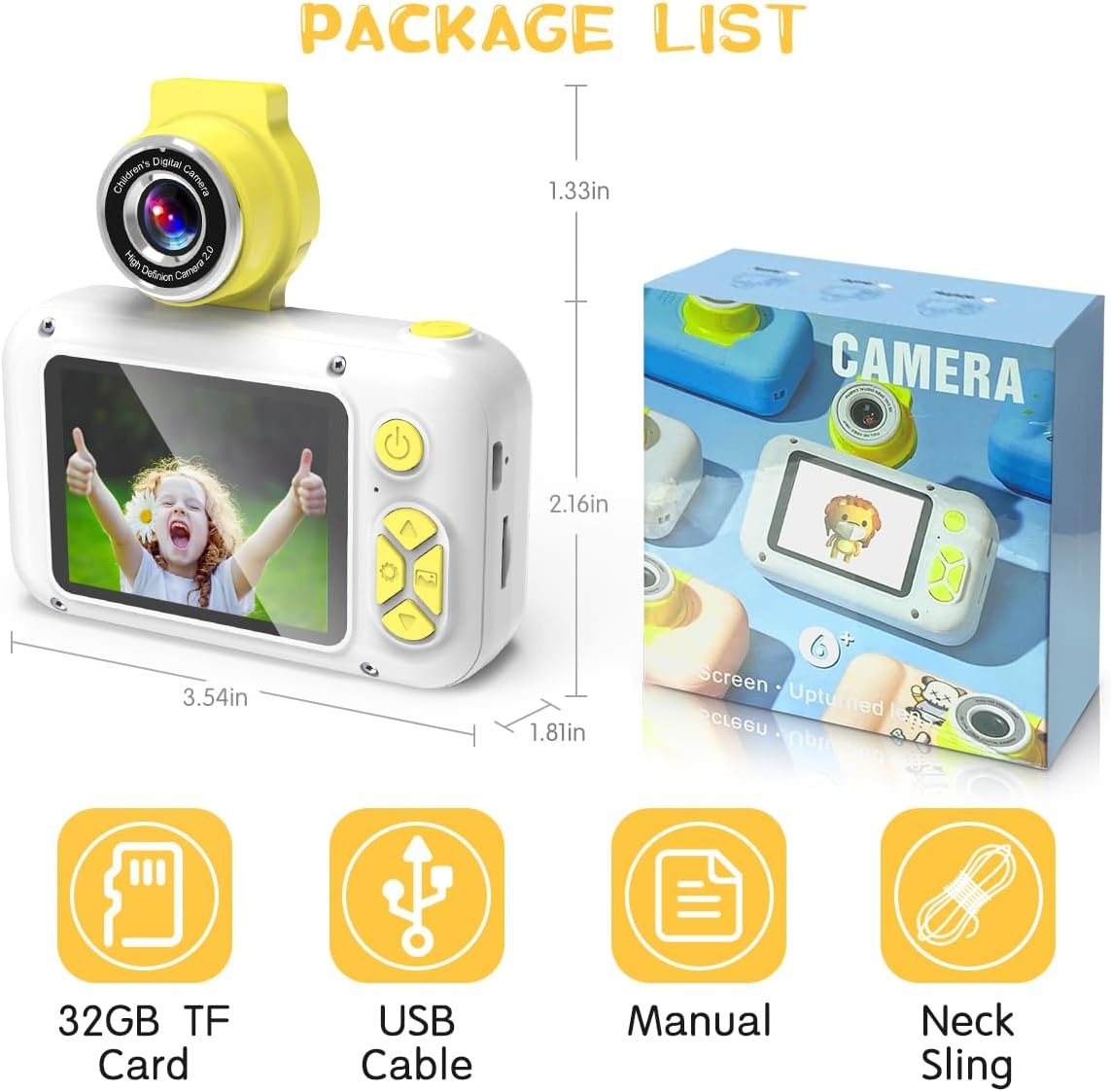 ARNSSIEN Kids Camera met 180°Draaibare Lens & 1080P HD,2,4" Groot Scherm | Digitale kindercamera voor Jongens en Meisjes van 3-12 Jaar,foto's/filmpjes,fotocamera voor kinderen Verjaardagscadeau,X101
