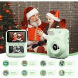 GREENKINDER Instant Kindercamera, 3.0" Groot Scherm Inclusief 32GB Kaart & 3 Rollen Printpapier, 1080P Selfie Digitale Camera voor Kinderen, Speelgoedcadeau voor Jongens en Meisjes van 3-12 Jaar