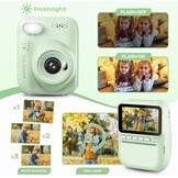 GREENKINDER Instant Kindercamera, 3.0" Groot Scherm Inclusief 32GB Kaart & 3 Rollen Printpapier, 1080P Selfie Digitale Camera voor Kinderen, Speelgoedcadeau voor Jongens en Meisjes van 3-12 Jaar