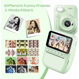 GREENKINDER Instant Kindercamera, 3.0" Groot Scherm Inclusief 32GB Kaart & 3 Rollen Printpapier, 1080P Selfie Digitale Camera voor Kinderen, Speelgoedcadeau voor Jongens en Meisjes van 3-12 Jaar
