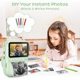 GREENKINDER Instant Kindercamera, 3.0" Groot Scherm Inclusief 32GB Kaart & 3 Rollen Printpapier, 1080P Selfie Digitale Camera voor Kinderen, Speelgoedcadeau voor Jongens en Meisjes van 3-12 Jaar