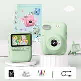 GREENKINDER Instant Kindercamera, 3.0" Groot Scherm Inclusief 32GB Kaart & 3 Rollen Printpapier, 1080P Selfie Digitale Camera voor Kinderen, Speelgoedcadeau voor Jongens en Meisjes van 3-12 Jaar