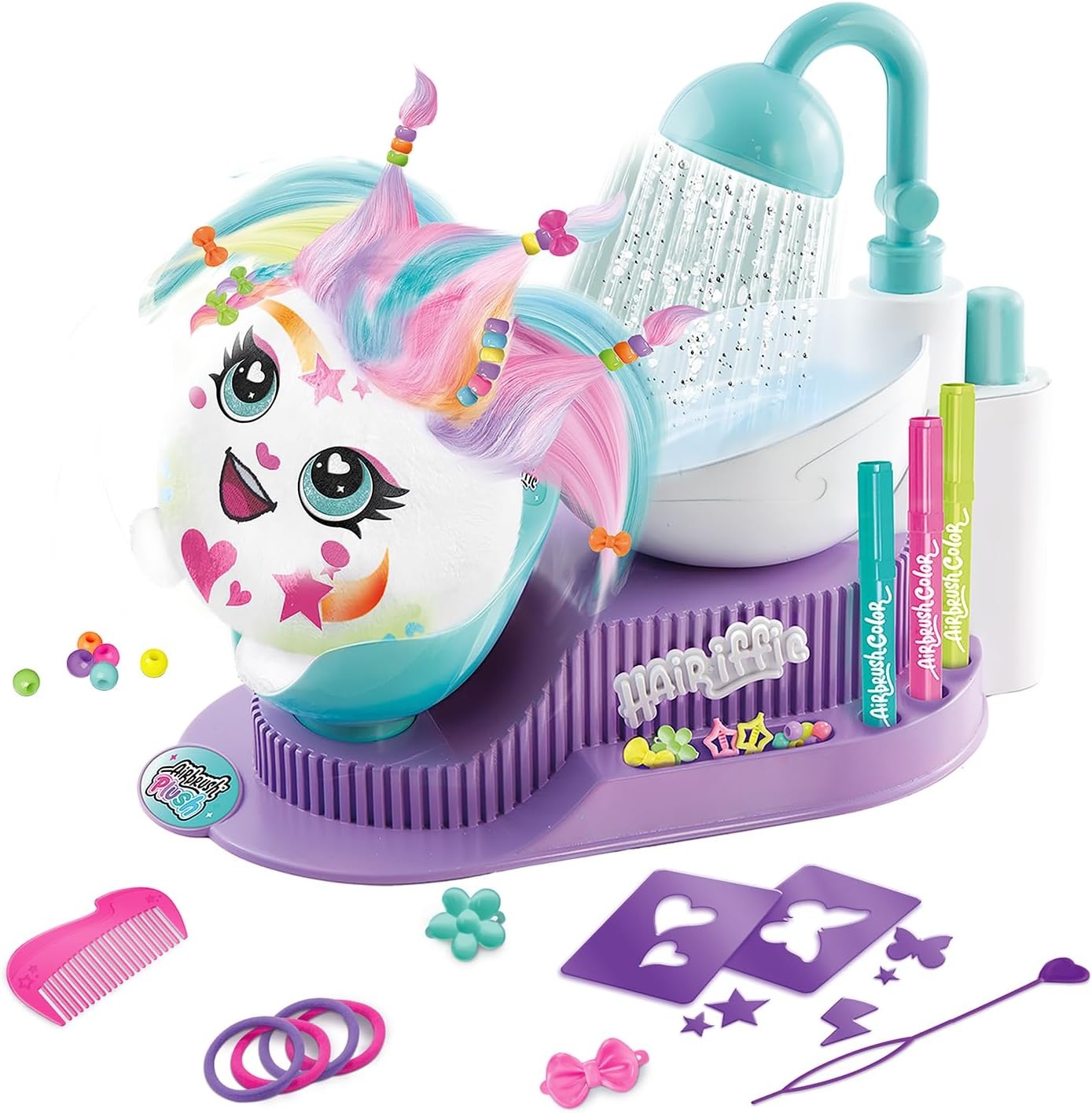 Canal Toys Airbrush Plush Hairiffic Salon met 120+ Stencils - Roze - 36 x 16 x 30 cm