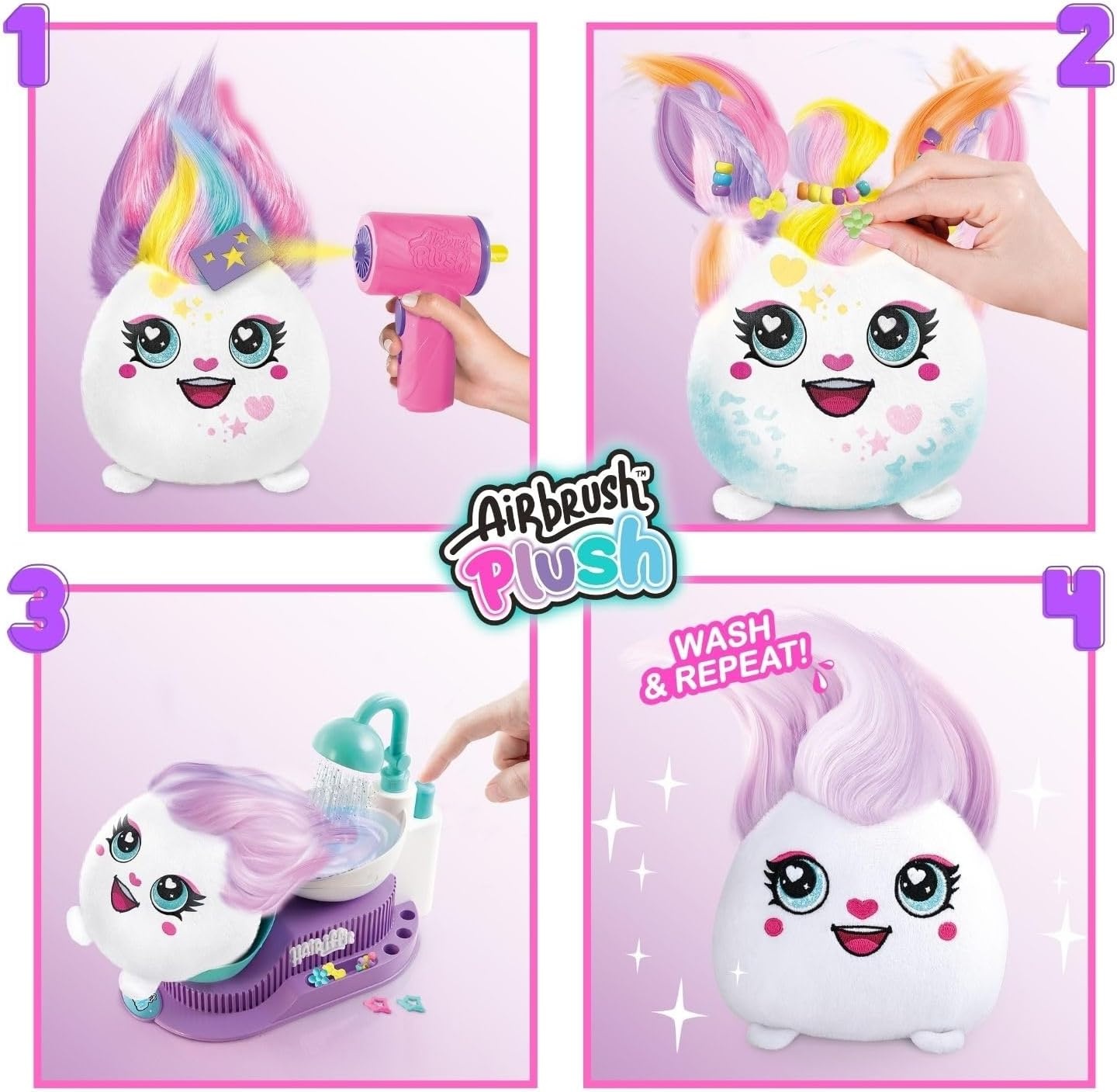 Canal Toys Airbrush Plush Hairiffic Salon met 120+ Stencils - Roze - 36 x 16 x 30 cm