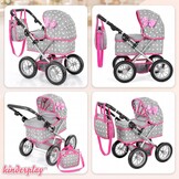 Kinderplay Poppenwagen met Grote Wieg - Grijs - In hoogte verstelbaar 33-63 cm