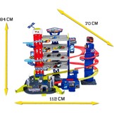 Dickie Toys Majorette 212059984 - Super City Chase Center Playset, 5 verdiepingen, licht, geluid, 4 die-cast auto's, 112 x 70 x 84 cm, Speelgoedgarage, vanaf 5 jaar,meerkleurig