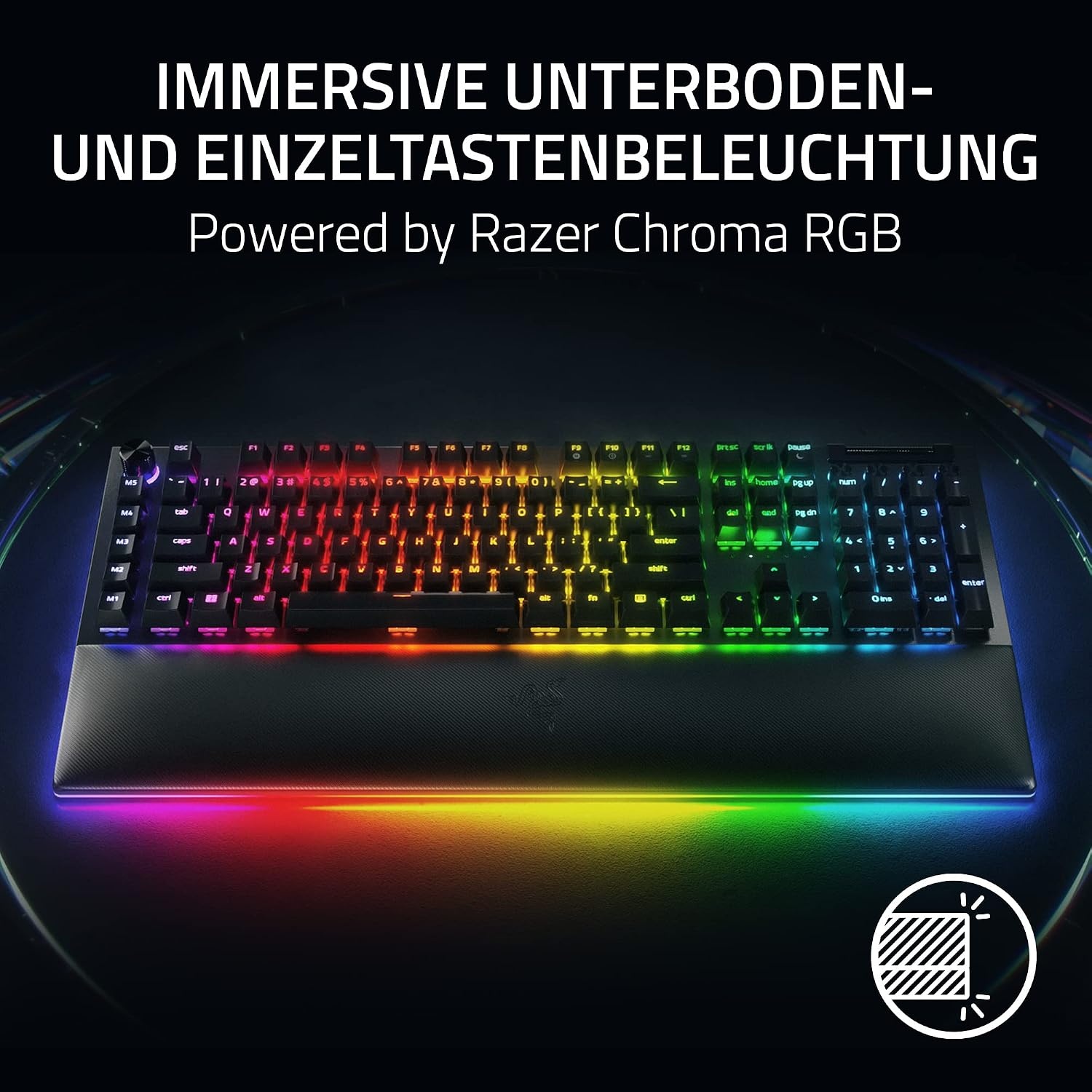 Razer BlackWidow V4 Pro (Green Switch) - Mechanisch gamingtoetsenbord (klikkende mechanische schakelaars, opdrachtwiel en 8 macrotoetsen, multifunctionele roller, palmsteun) QWERTY DE-Layout | Zwart