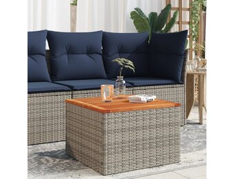vidaXL Tuintafel 55x55x37 cm poly rattan en acaciahout grijs