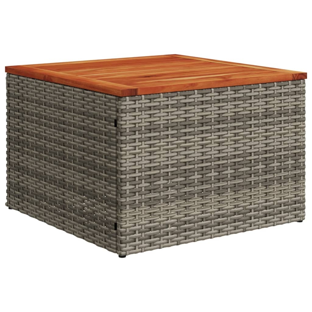 vidaXL Tuintafel 55x55x37 cm poly rattan en acaciahout grijs