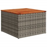 vidaXL Tuintafel 55x55x37 cm poly rattan en acaciahout grijs