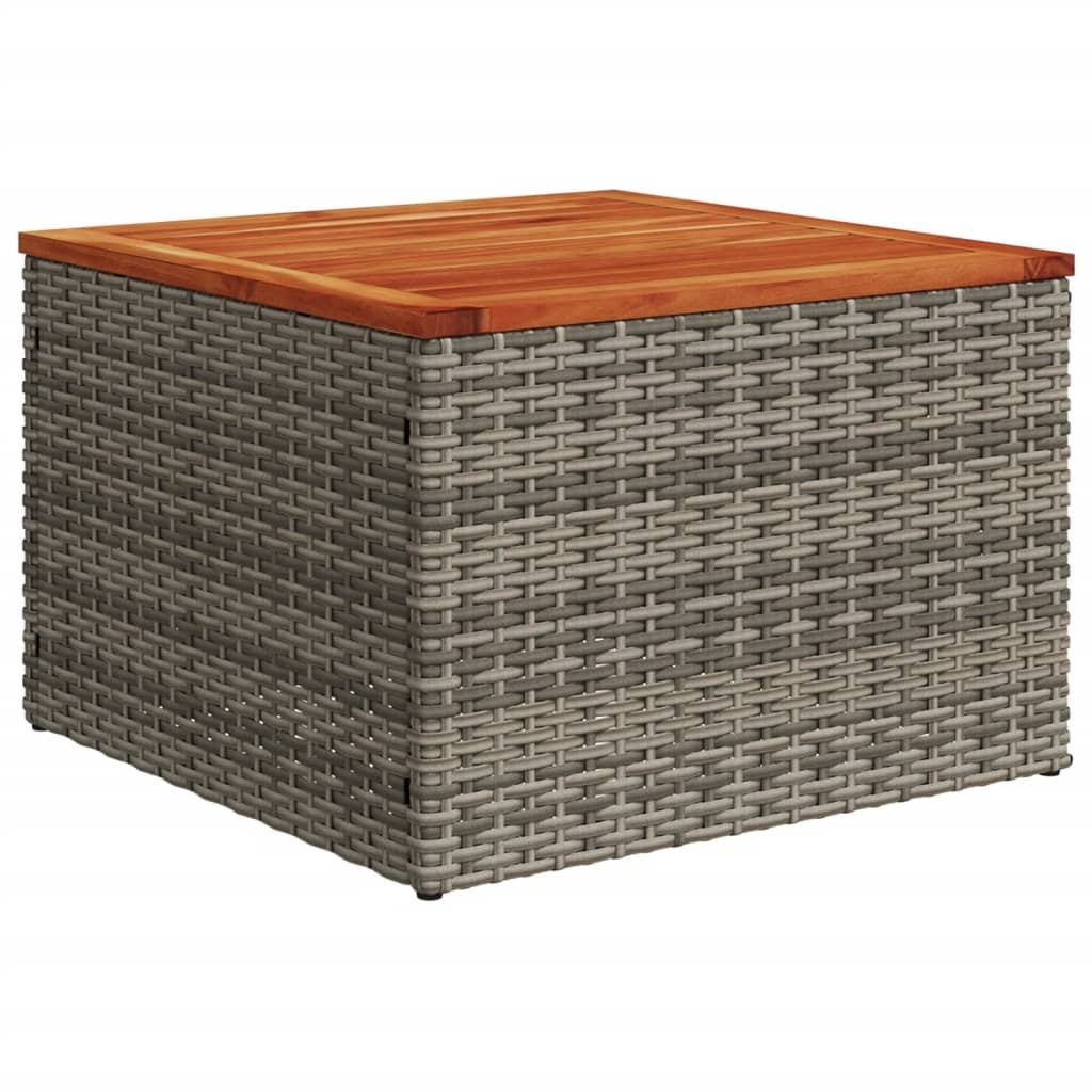 vidaXL Tuintafel 55x55x37 cm poly rattan en acaciahout grijs
