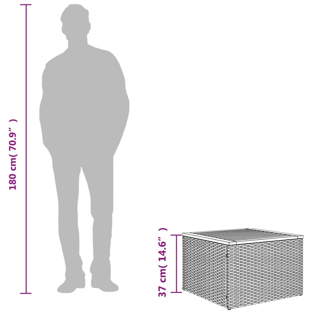 vidaXL Tuintafel 55x55x37 cm poly rattan en acaciahout grijs