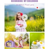 Hangrui Kindercamera, 20MP digitale camera met dubbele lens voor kinderen met siliconen hoesje 2.0 inch IPS-scherm 1080P videocamcorder, 32GB SD-kaart, schokbestendig kindercameraspeelgoed voor jongens en meisjes van 3-12 (paars)
