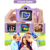 Hangrui Kindercamera, 20MP digitale camera met dubbele lens voor kinderen met siliconen hoesje 2.0 inch IPS-scherm 1080P videocamcorder, 32GB SD-kaart, schokbestendig kindercameraspeelgoed voor jongens en meisjes van 3-12 (paars)