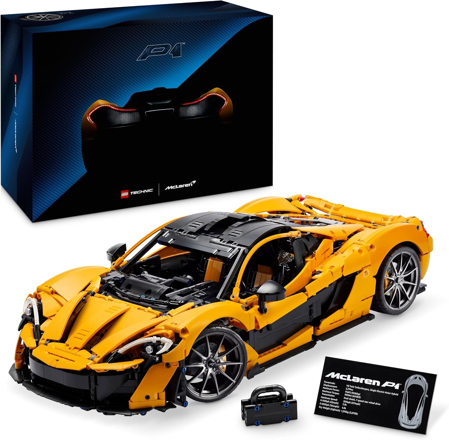 LEGO Technic McLaren P1 hypercar Bouwpakket voor Volwassenen en Decoratie, Modelauto op Schaal om te Verzamelen met V8-zuigermotor en 7 versnellingen, Cadeau voor Hem en Haar 42172