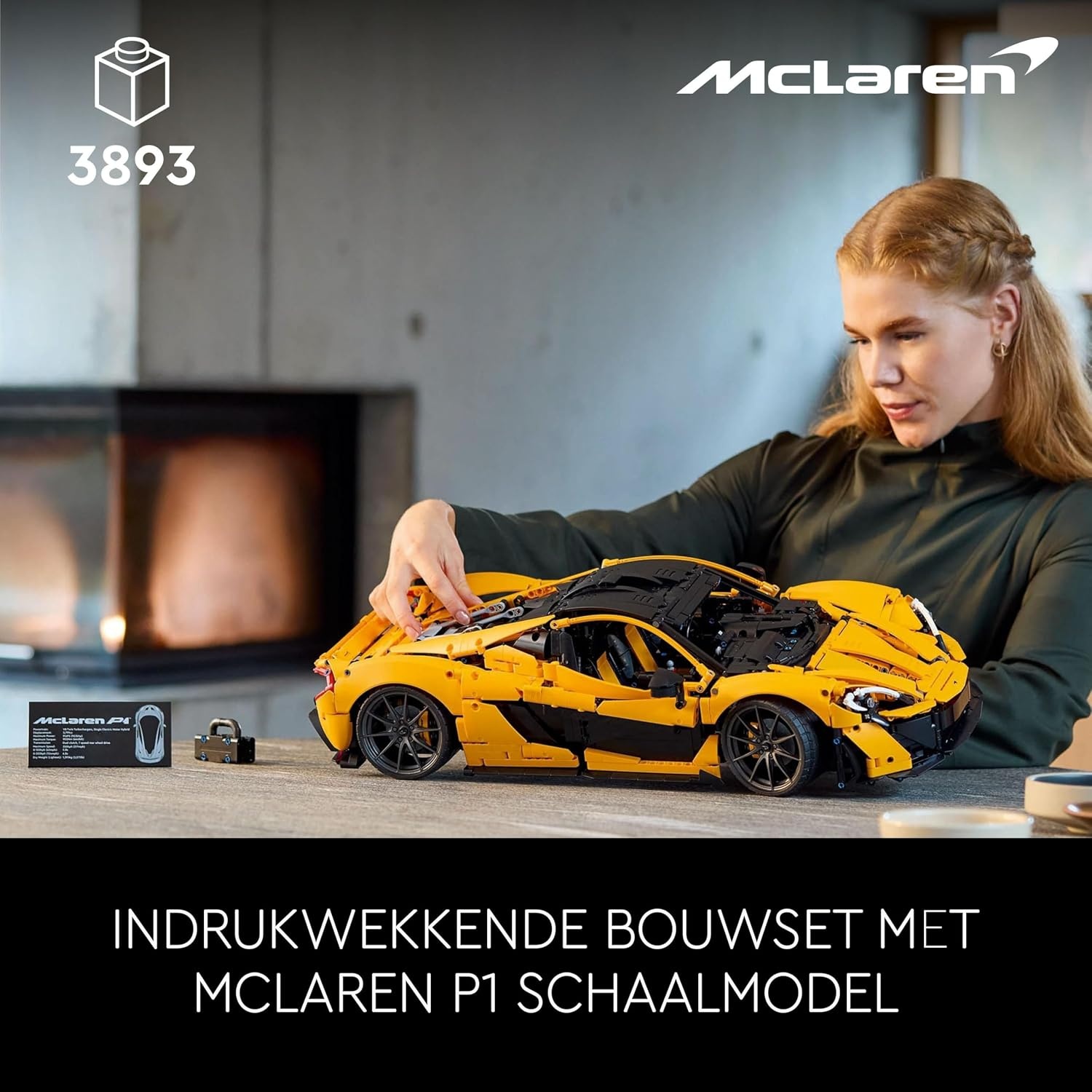 LEGO Technic McLaren P1 hypercar Bouwpakket voor Volwassenen en Decoratie, Modelauto op Schaal om te Verzamelen met V8-zuigermotor en 7 versnellingen, Cadeau voor Hem en Haar 42172