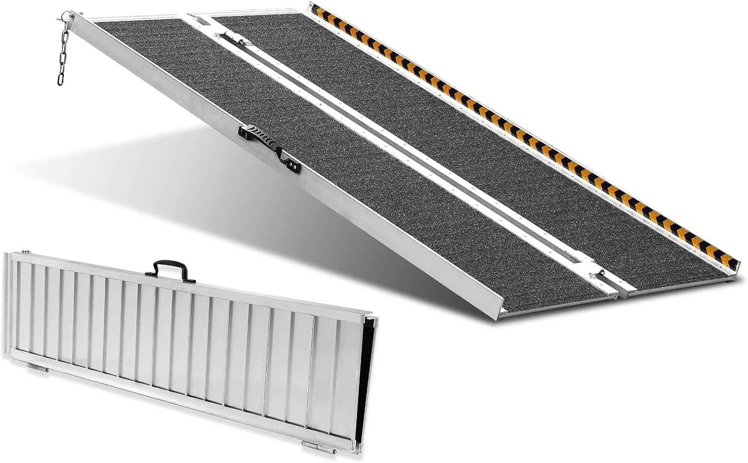 VEVOR Rolstoelhelling, capaciteit 363 kg, draagbare opvouwbare drempelhelling van aluminium, antislip, 121,92 cm, voor scooters, gehandicapten, treden, huis, trappen, deuren, randen