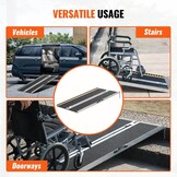 VEVOR Rolstoelhelling, capaciteit 363 kg, draagbare opvouwbare drempelhelling van aluminium, antislip, 121,92 cm, voor scooters, gehandicapten, treden, huis, trappen, deuren, randen