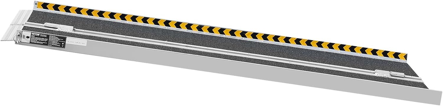 VEVOR Rolstoelhelling, capaciteit 363 kg, draagbare opvouwbare drempelhelling van aluminium, antislip, 121,92 cm, voor scooters, gehandicapten, treden, huis, trappen, deuren, randen